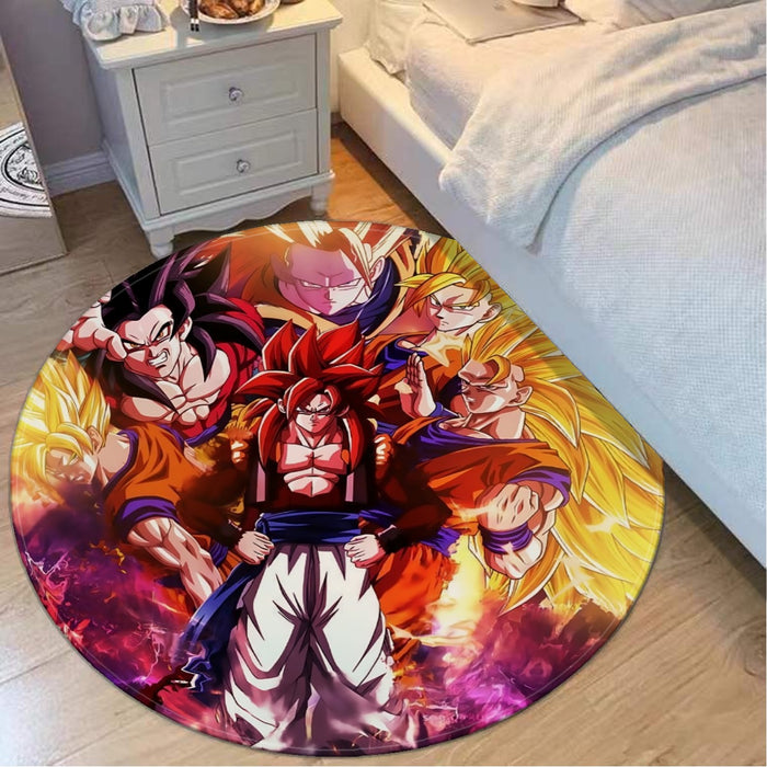 DBZ Gogeta Goku Vegeta Super Saiyan Powerful Lightning Thunder Design Round Mat