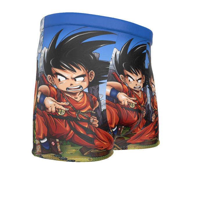 Dragon Ball Anime Angry Kid Goku Sky Clouds Blue 3D Men's Boxer Briefs