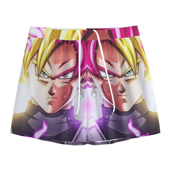 DBZ Goku God Half Rose and Golden Portrait Dope Design Mesh Shorts