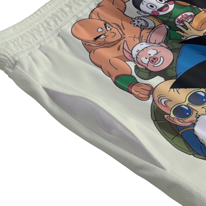 DBZ Kid Goku Master Roshi Bulma Krillin Chasing Dragon Ball Funny Mesh Shorts