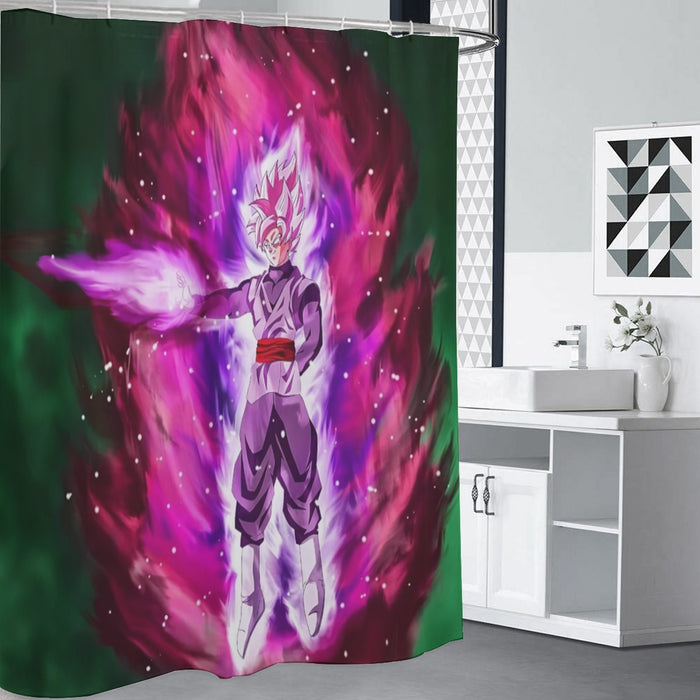 Goku Black Super Saiyan Rose Power Aura Streetwear Design Shower Curtain