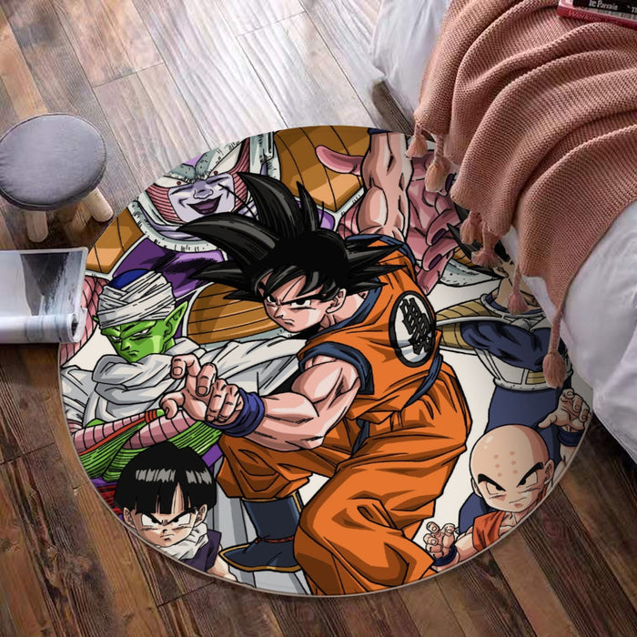 DBZ Goku Fighting Stance Gohan Piccolo Krillin Vegeta Frieza Color Round Mat