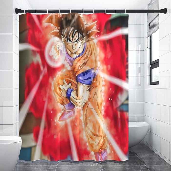 Dragon Ball Super Goku Red Kaioken Energy Epic Punch Shower Curtain