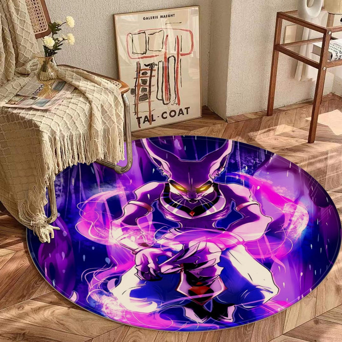 DBZ Mighty Destruction God Beerus Egyptian Cat Sport Design Round Mat