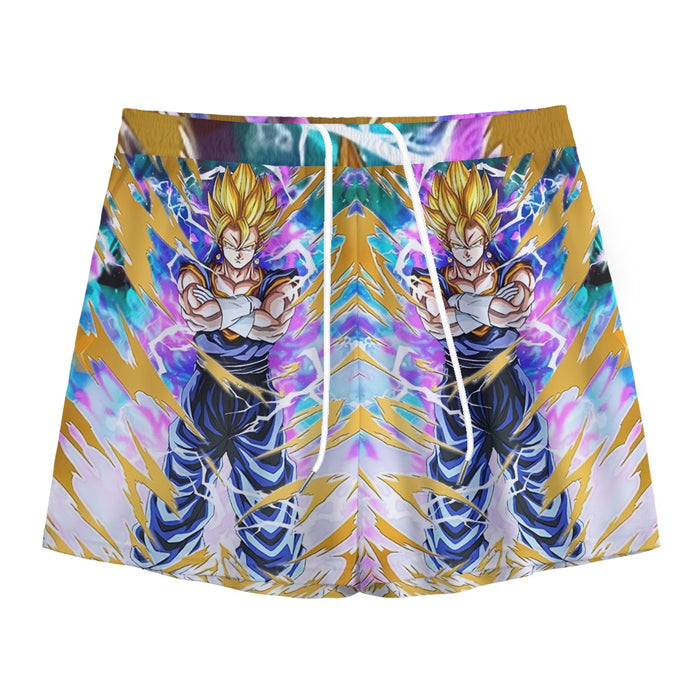 Dragon Ball Vegito Super Power Aura Thunder Earing Super Saiyan Mesh Shorts