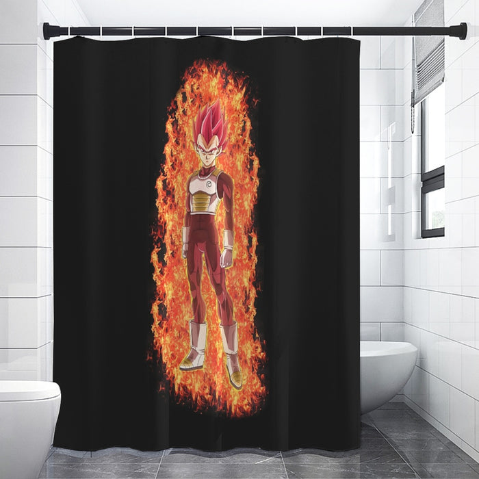 DBZ Vegeta Super Saiyan God Whis Symbol Fire Aura Streetstyle Shower Curtain