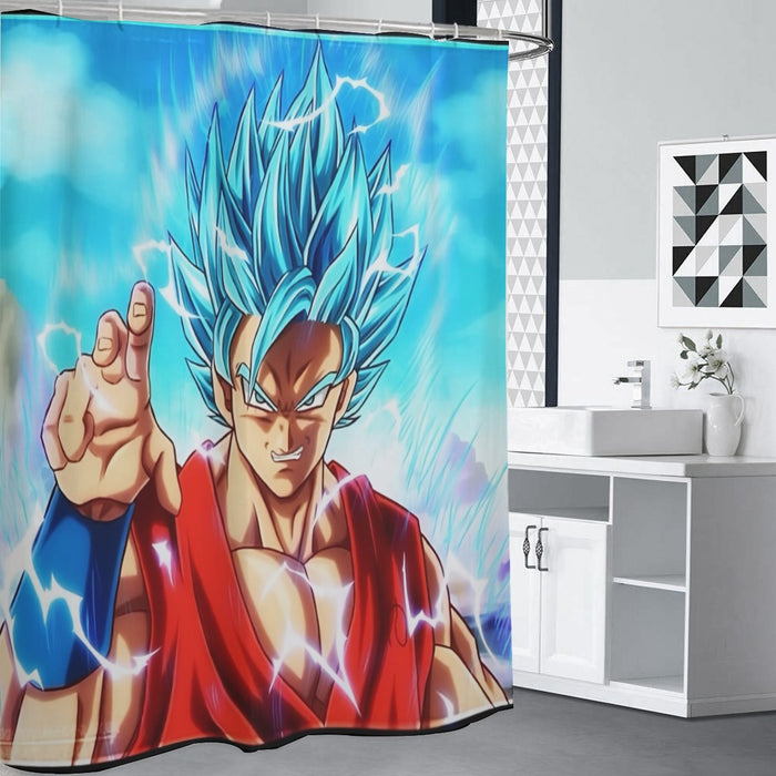 Dragon Ball Super Shirt  Goku Blue Lightning SSGSS Design Shower Curtain