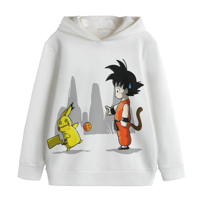 Goku Throwing A Dragon Ball At Pikachu Kids' Hoodie