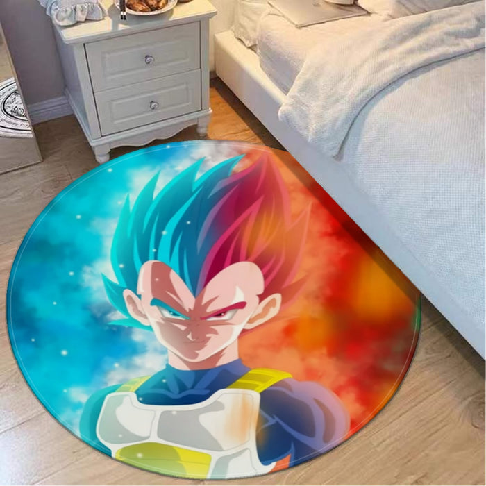 DBZ Vegeta Super Saiyan God Blue SSGSS Cool Portraits Round Mat