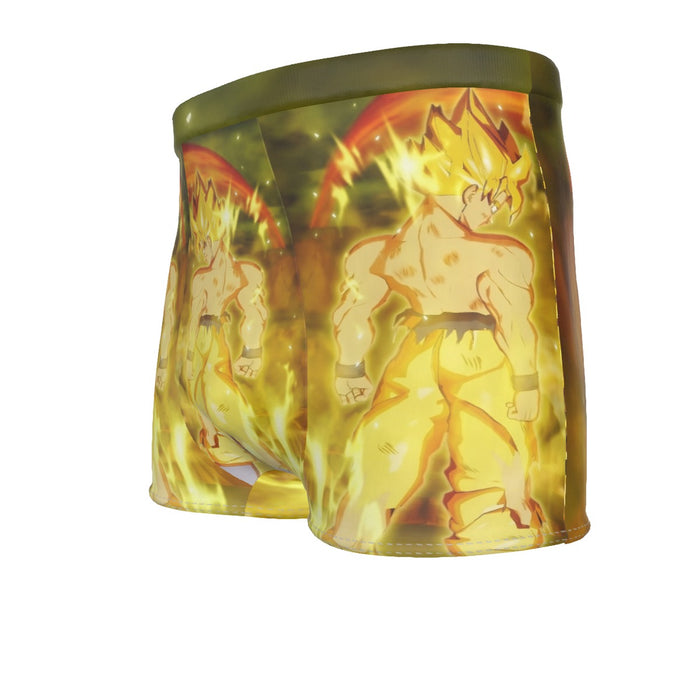 Dragon Ball Goku Super Saiyan Battle Posture Aura Style Men's Boxer Briefs