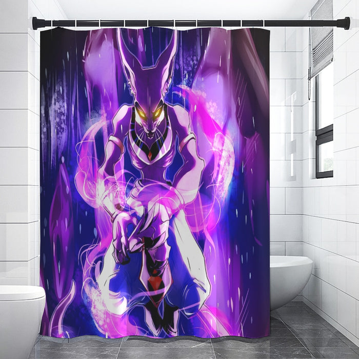 DBZ Mighty Destruction God Beerus Egyptian Cat Sport Design Shower Curtain