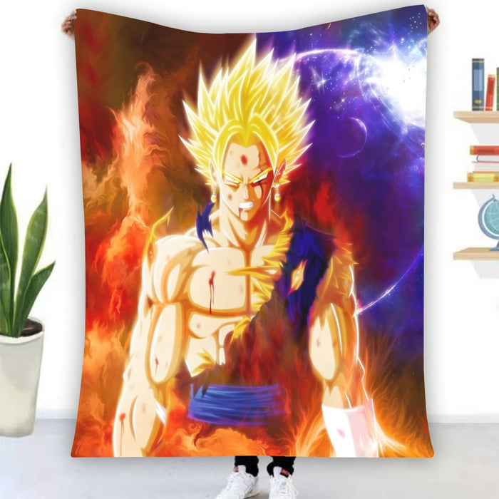 Dragon Ball Z Vegito Super Saiyan Angry Bruised Dope Blanket