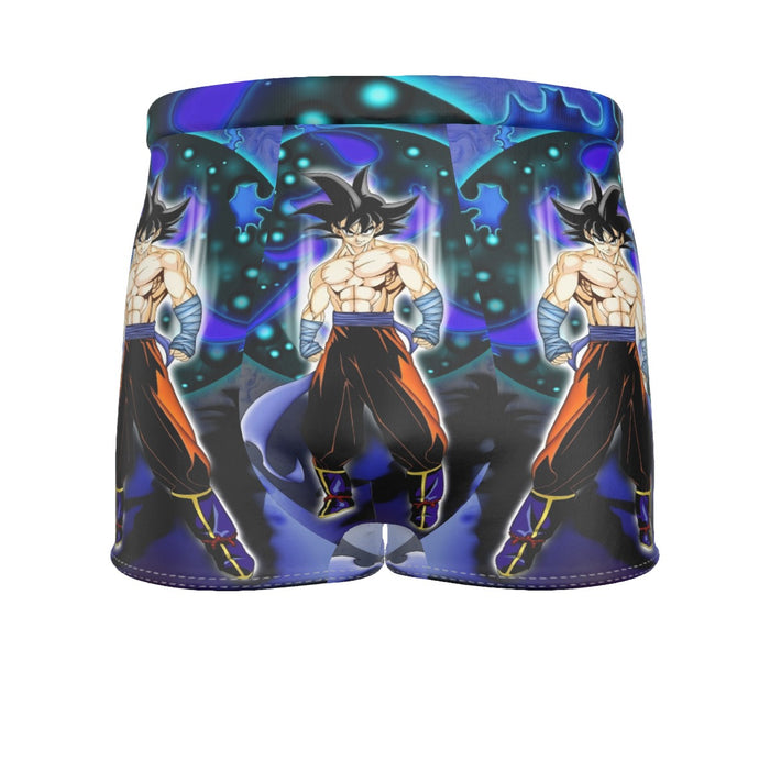 DBZ Goku Muscular Saiyan Vibrant Background Art Style Men's Boxer Briefs