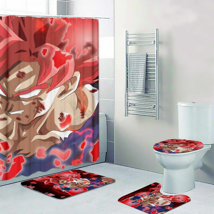 DBZ Son Goku Super Saiyan Red Hair God Dope Style Four-piece Bathroom