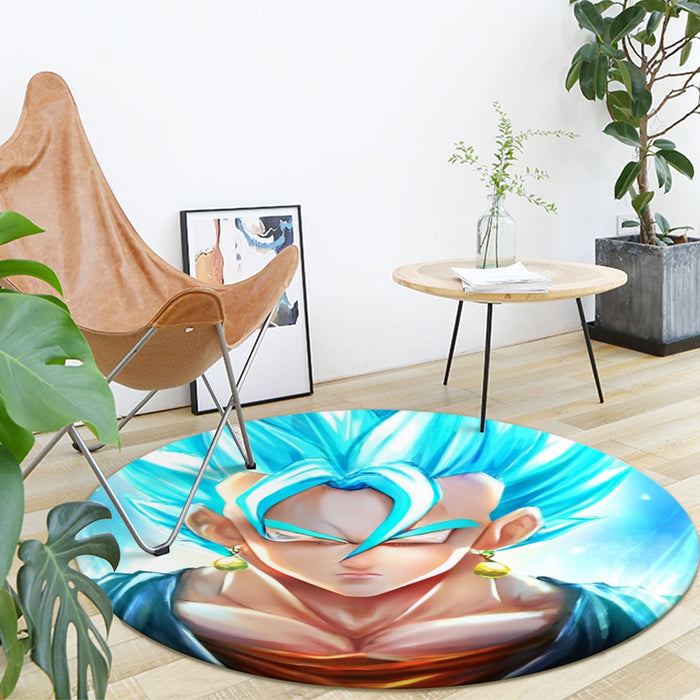 DBZ Goku God Saiyan Blue SSGSS Potara Fusion Design Trendy Round Mat