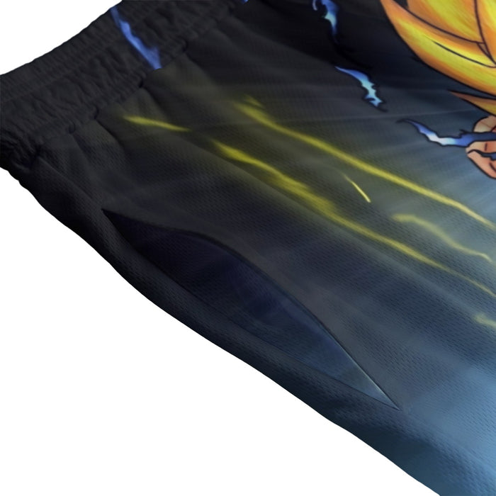 DBZ Goku Super Saiyan Thunder Power Damage Fight Cool Design Mesh Shorts