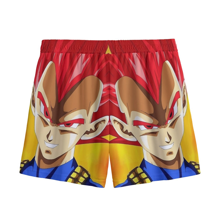 Dragon Ball Vegeta Super Saiyan Red God Vibrant Print Mesh Shorts