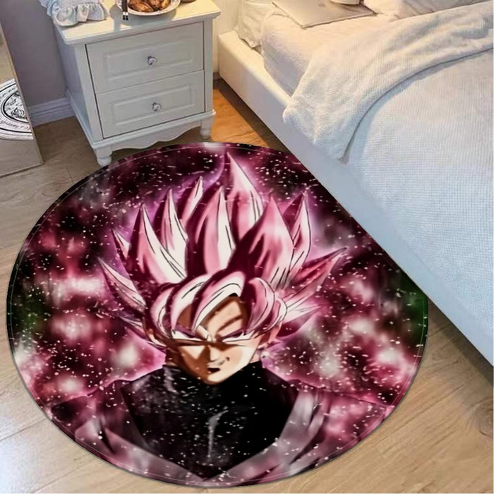 Dragon Ball Z Super Saiyan Goku Black Rose Pink Round Mat