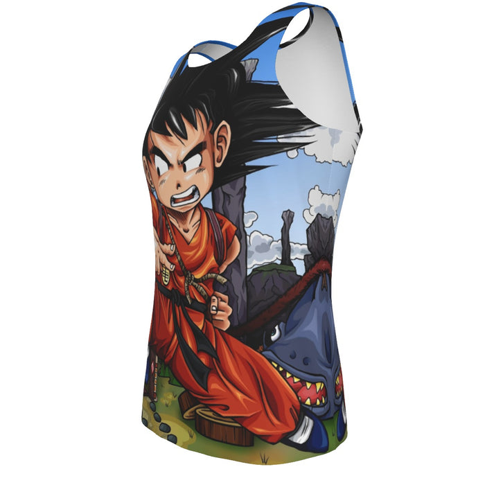 Dragon Ball Anime Angry Kid Goku Sky Clouds Blue 3D Tank Top