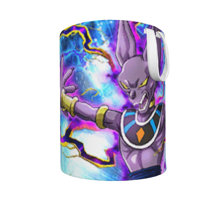 Dragon Ball Super Beerus Destruction God Egyptian Cat Vibrant Design Laundry Basket