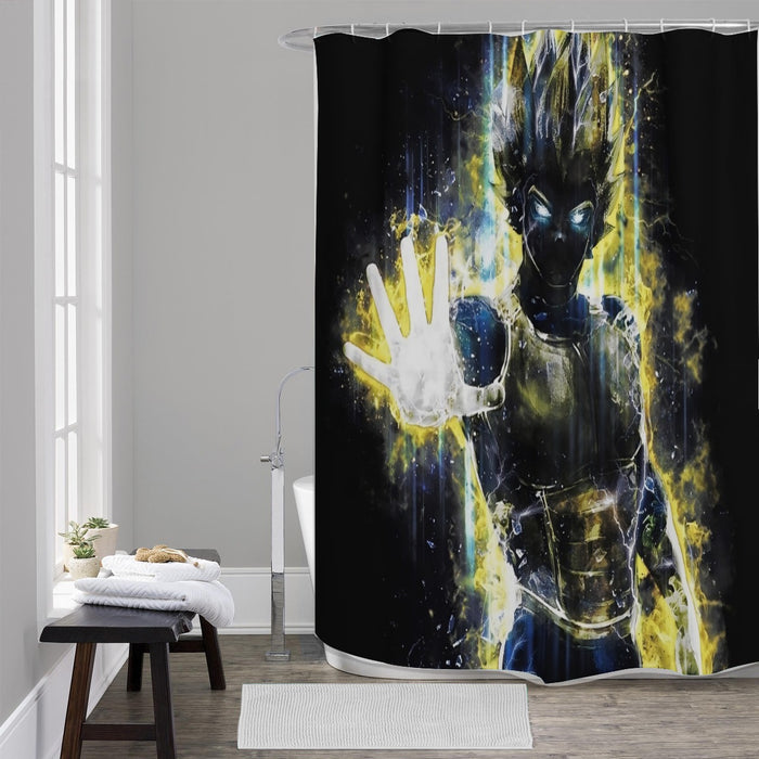 Dragon Ball Z Super Saiyan Vegeta Yellow Aura Epic Shower Curtain