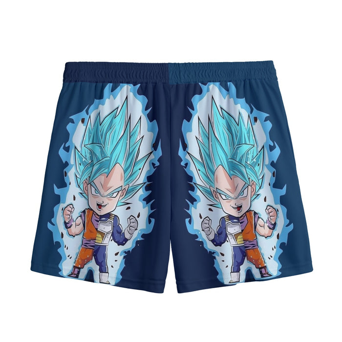 DBZ Goku Vegeta SSGSS God Blue Super Saiyan Chibi Sketch Mesh Shorts