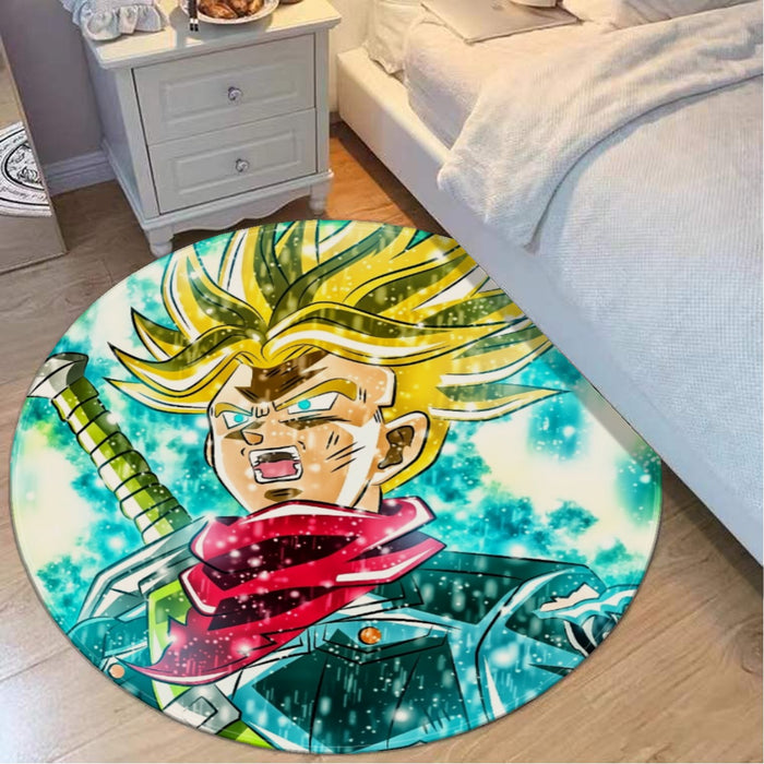 DBZ Trunks Super Saiyan Powerful Battle Ultimate Transformation Design Round Mat