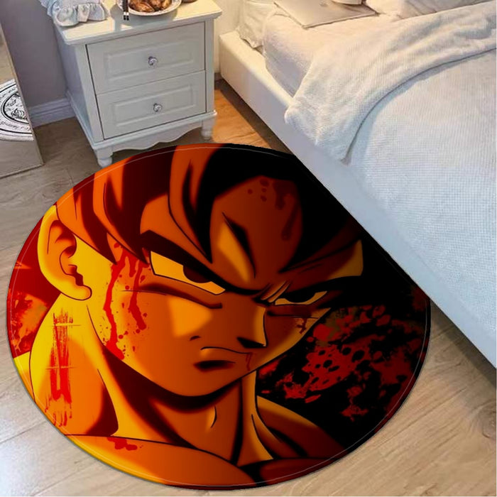 Dragon Ball Z Pissed Serious Son Goku Dope Orange Round Mat