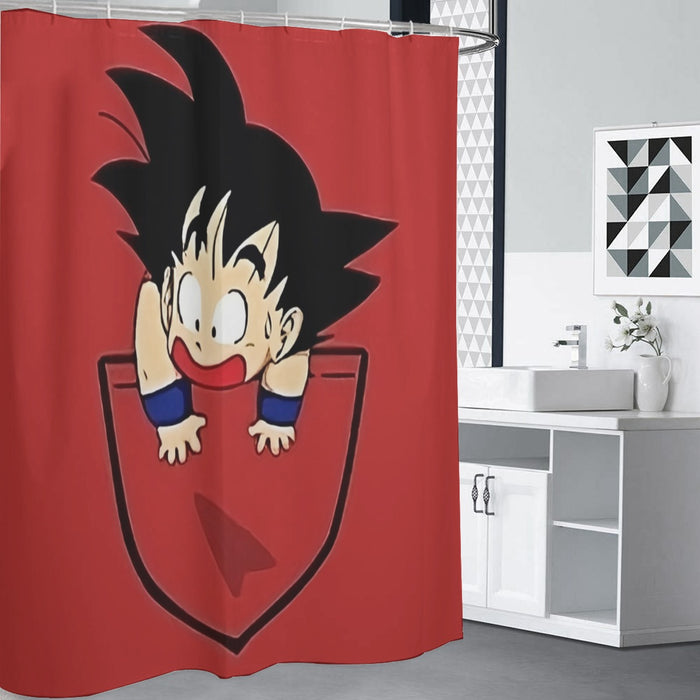 Dragon Ball Cute Goku Kid Pocket Simple Design Streetwear Shower Curtain