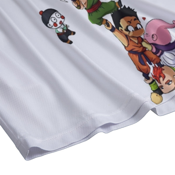 Dragon Ball Z Cute Adorable Chibi DBZ Characters White Mesh Shorts