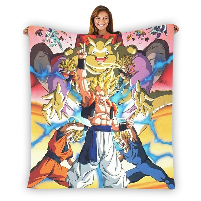 DBZ Goku Vegeta Fusion Saiyan Gogeta Colorful Design Streetwear Blanket