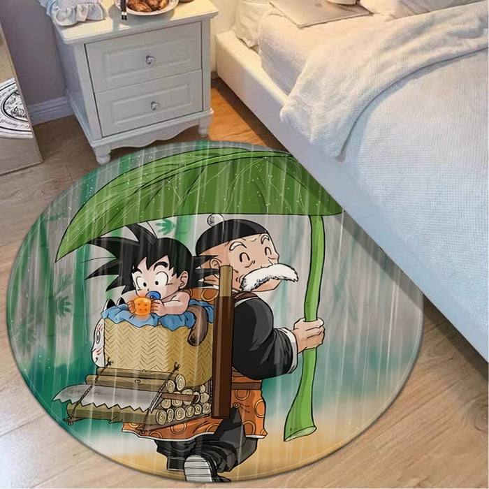 DBZ Kid Goku Super Saiyan Grandpa Gohan Cover Rain Cute Design Round Mat