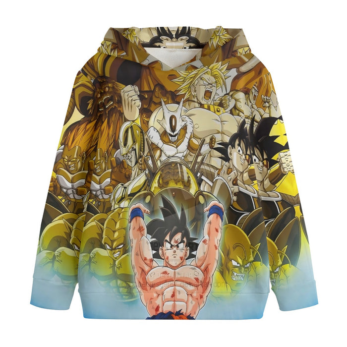 DBZ Goku Spirit Bomb Destroy Villains Cooler Broly Namek Golden Kids' Hoodie