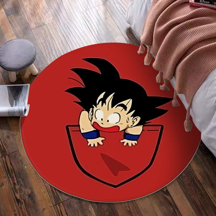 Dragon Ball Cute Goku Kid Pocket Simple Design Streetwear Round Mat