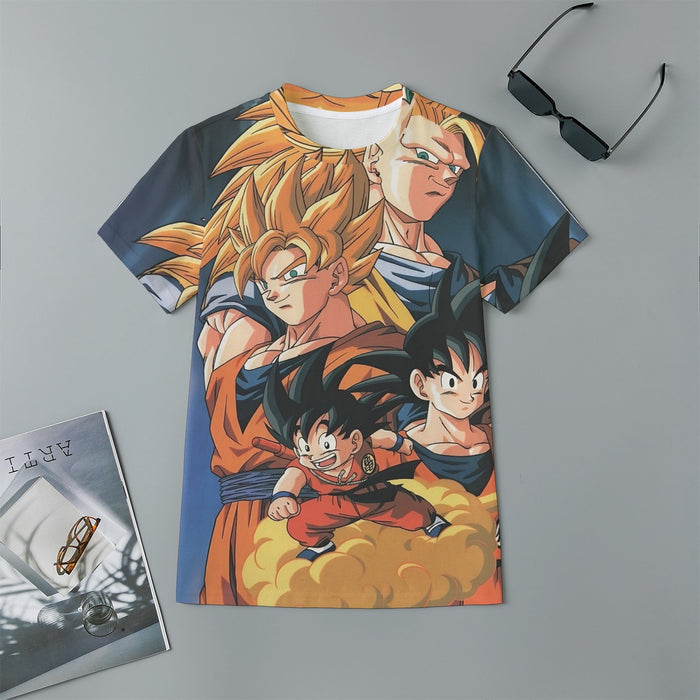 Goku Evolution from Kid to SSJ3 Transformation Dopest 3D Kids T-Shirt