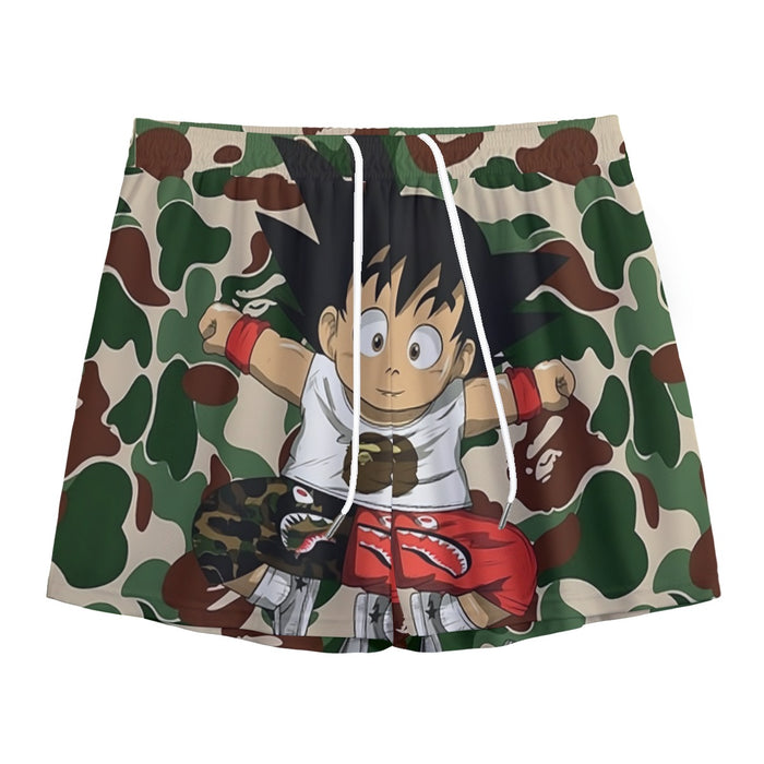 Dragon Ball Jumping Kid Goku Camouflage Mesh Shorts