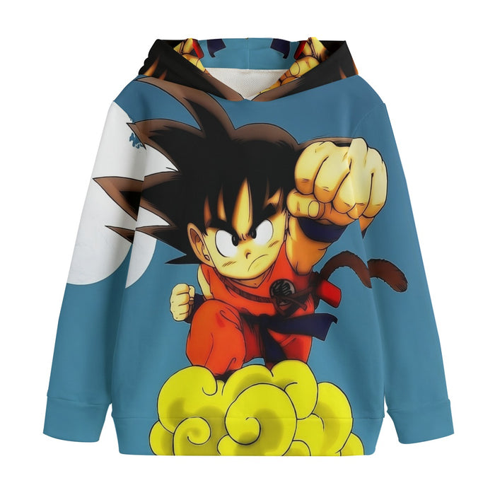 Young Goku Kid Flying Cloud Fight 3D Dragonball Kids' Hoodie