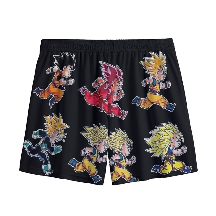 Dragon Ball Anime Son Goku All Form Transformation Mesh Shorts