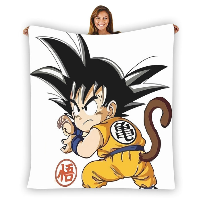 Cute Kid Goku Yellow Clothing Dragon Ball Z Blanket