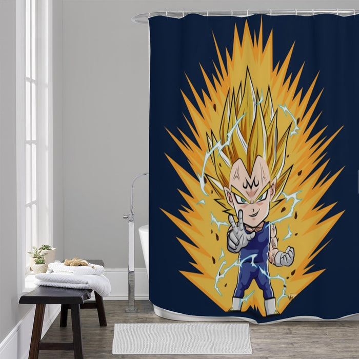 DBZ Majin Vegeta Super Saiyan Prince Power Aura Chibi Sketch Shower Curtain