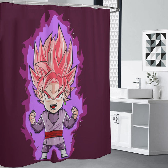 DBZ Goku Black Zamasu Rose Super Saiyan Cute Chibi Design Shower Curtain