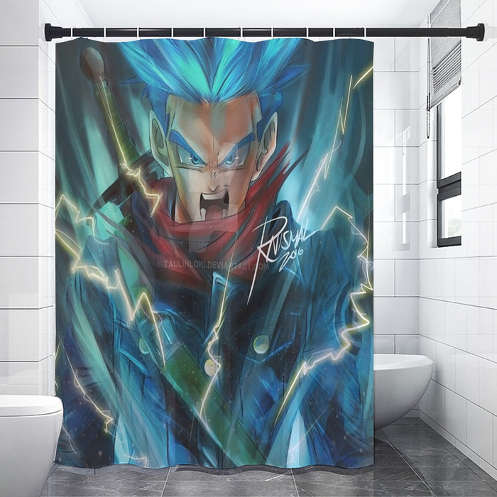 Dragon Ball Super Future Trunks Rage Shower Curtain