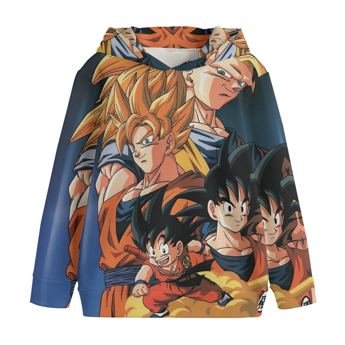 Goku Evolution from Kid to SSJ3 Transformation Dopest 3D Kids' Hoodie