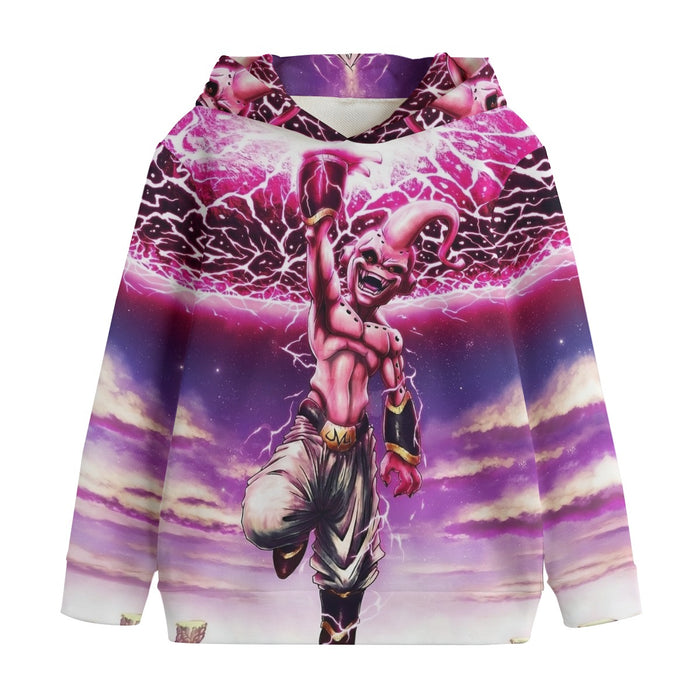 DBZ Kid Buu Super Villain Giant Ki Blast Realistic Design Kids' Hoodie