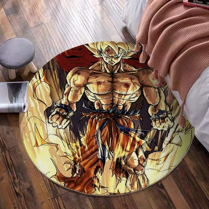 Powerful Goku Super Saiyan 2 Transformation SSJ2 Round Mat