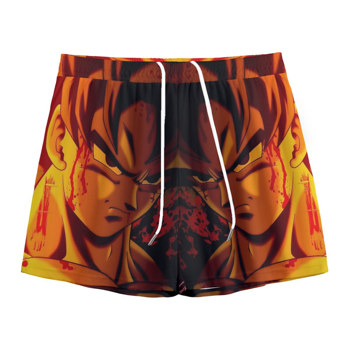 Dragon Ball Z Pissed Serious Son Goku Dope Orange Mesh Shorts