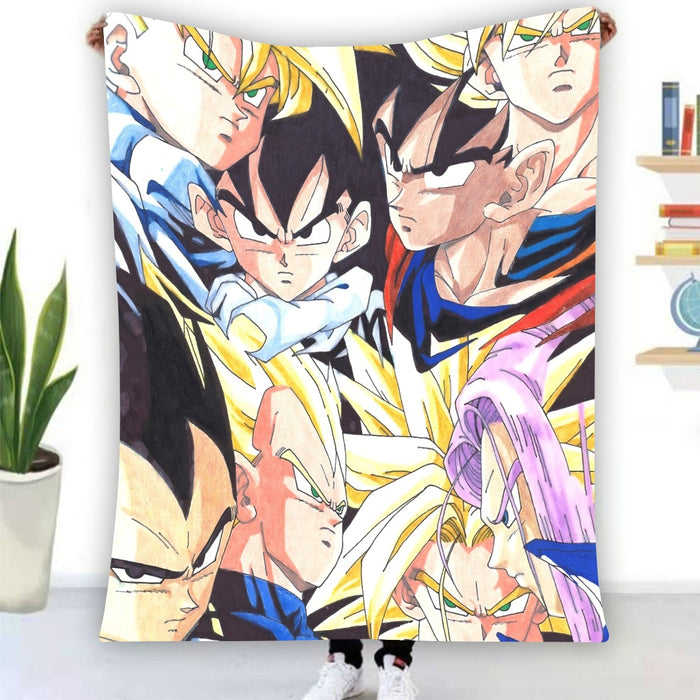 Dragon Ball Goku Vegeta Trunks Gohan Super Saiyan Cool Trending Design Blanket