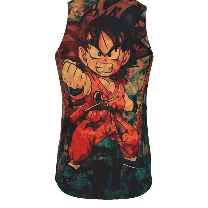 Kid Young Goku Vintage Tie Dye Painting Stylish DBZ 3D Tank Top