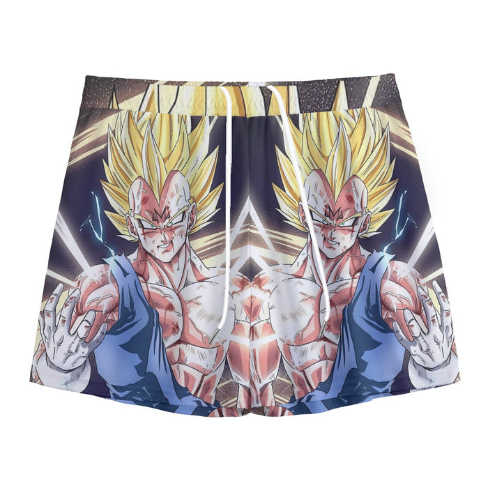 DBZ Majin Vegeta Saiyan Prince Fight Injure Manga Style Trending Mesh Shorts