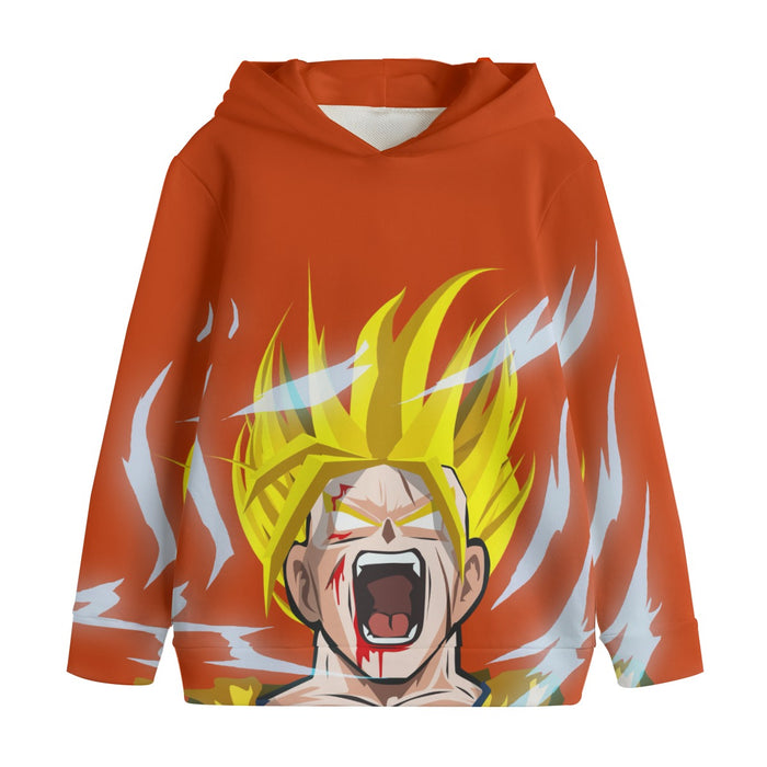 Dragon Ball Goku Super Saiyan Angry Scream Hand Drawing Design Kids' Hoodie